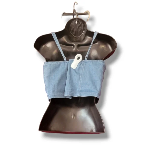 IRIS Crop Top Denim sz Lg - Picture 2 of 3